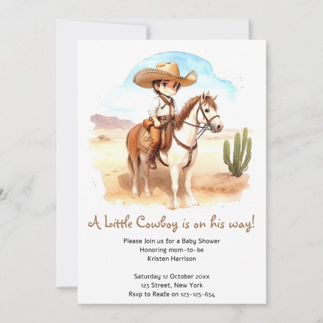 Whimsical Cowboy Adventure Baby Shower Invitation (Front)
