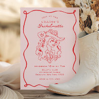 Whimsical Cowgirl Pink Red Bachelorette Party