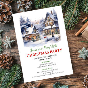 Whimsical cozy Christmas village winter scene  Invitation