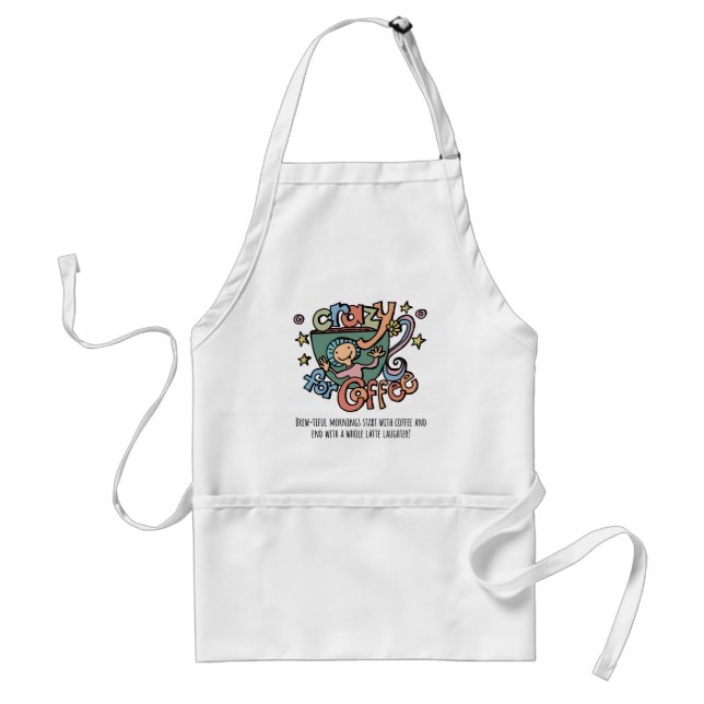Whimsical Crazy for Coffee Cartoon Standard Apron (Front)