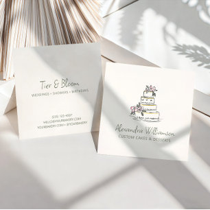 Whimsical Cream and Blush Cake Baker Business Card
