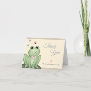 Whimsical Cream Beige Frog Baby Shower Thank You Card
