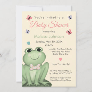 Whimsical Cream Frog Baby Shower Invitation