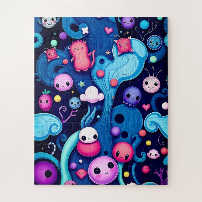 Whimsical Creatures- Colourful Fantasy World Jigsaw Puzzle (Vertical)