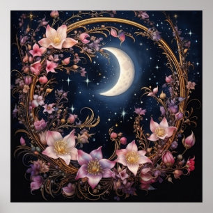 Whimsical Crescent Bloom Poster