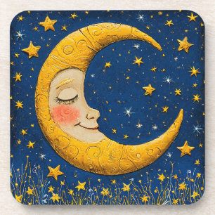 Whimsical crescent moon coaster