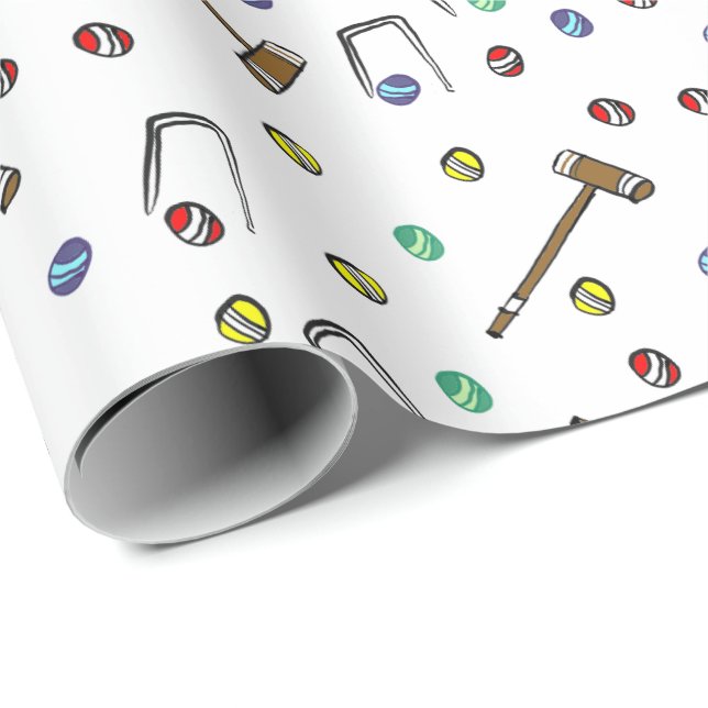 Whimsical Croquet Colourful Hand Illustrated Uniqu Wrapping Paper (Roll Corner)
