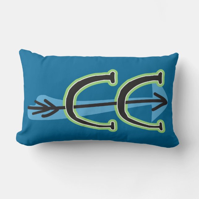 Whimsical Cross Country - CC Symbol - BLUE Lumbar Cushion (Front)