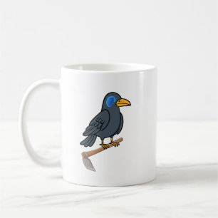 Whimsical Crow Brain Eye Mug   Dark Aesthetic Bird
