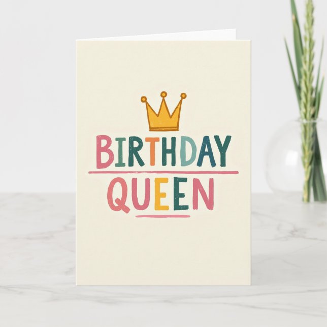Whimsical Crown Birthday Card (Front)