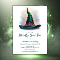 Whimsical Crown & Green Witch Hat Birthday