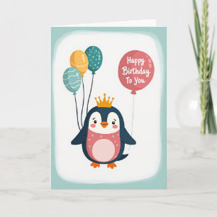 Whimsical Crowned Bird Birthday Card
