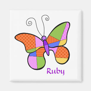 Whimsical Cubism Butterfly Magnet