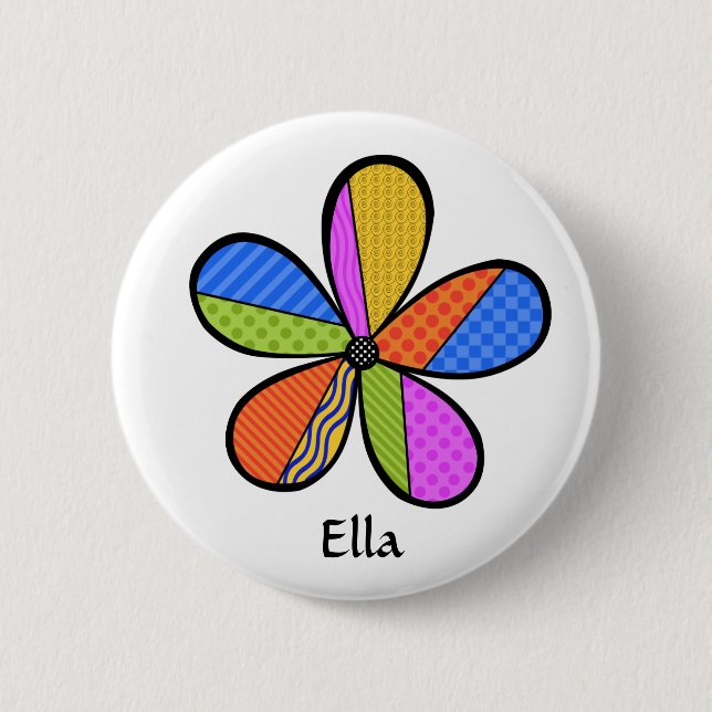 Whimsical Cubism Flower Button (Front)