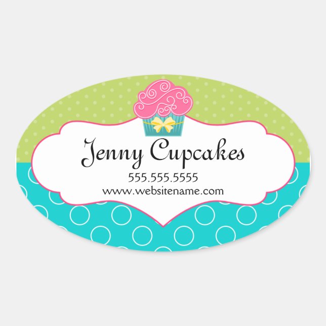 Whimsical Cupcake Bakery Box Seal (Front)