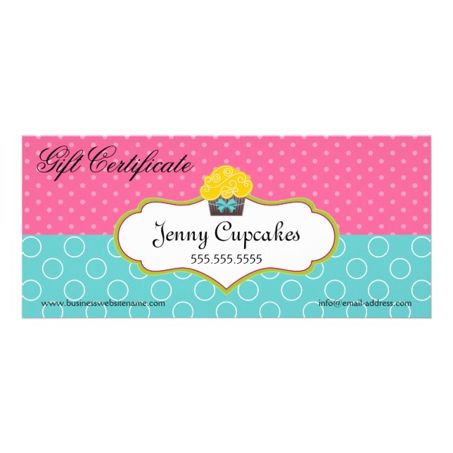 Whimsical Cupcake Bakery Gift Certificate (Front)