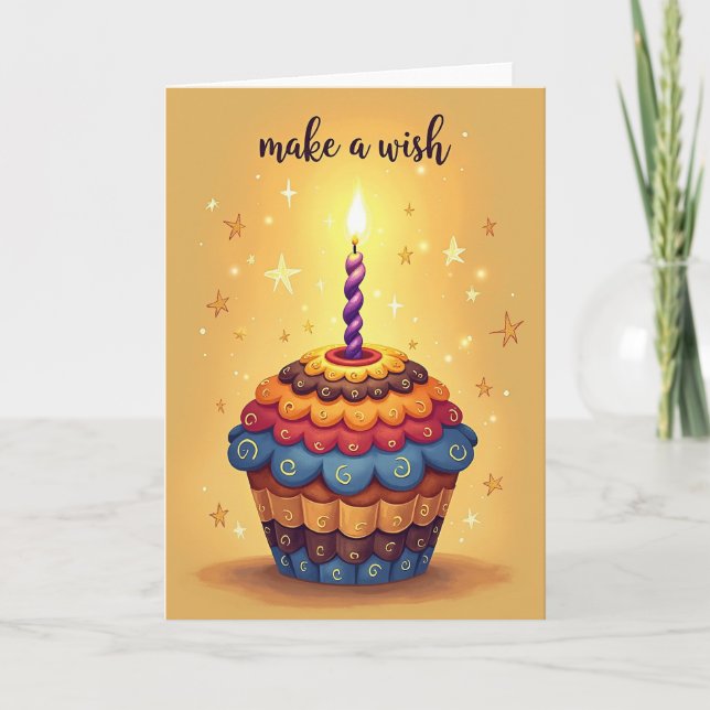 Whimsical Cupcake Birthday Card (Front)
