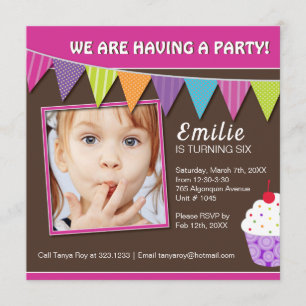 Whimsical Cupcake Birthday Party Invitation