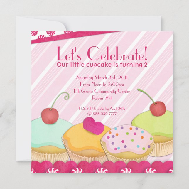 Whimsical Cupcake Party Invitation (Front)
