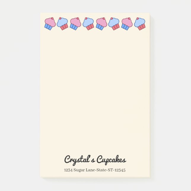 Whimsical Cupcakes Personalised  Post-it Notes (Front)