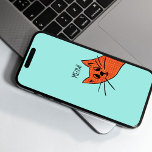Whimsical Curious Ginger Cat Phone Case<br><div class="desc">A cheeky ginger cat peeking around the corner of the product. fully customisable on the background and message.</div>