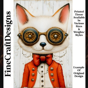 Whimsical Curious Steampunk Fox M2 Decoupage Tissue Paper