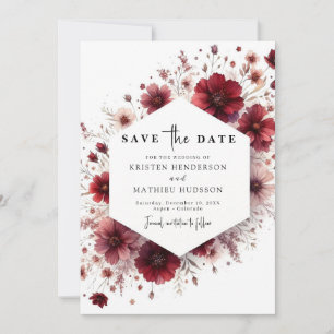 Whimsical Custom Burgundy Wedding Save The Date