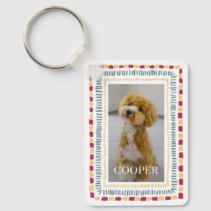 whimsical Custom Dog Photo Name Key Ring