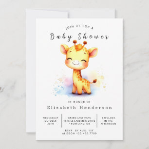 Whimsical Custom Giraffe Baby Shower Invitation