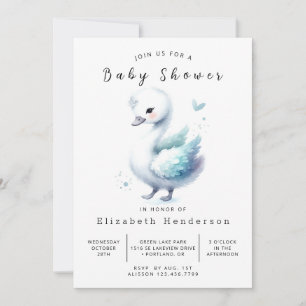 Whimsical Custom Swan Baby Shower Invitation