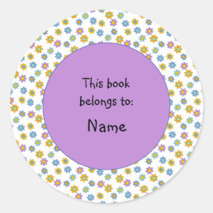 Whimsical cute and colourful flower classic round sticker