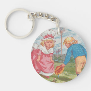 Whimsical Cute Antique Valentine, Kate Greenway Key Ring