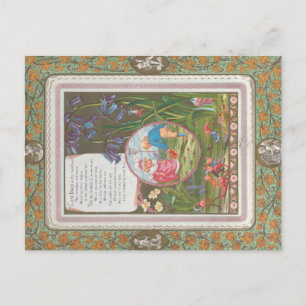 Whimsical Cute Antique Valentine, Kate Greenway Postcard