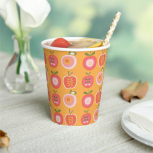 Whimsical Cute Apple Pattern Baby Shower Paper Cups