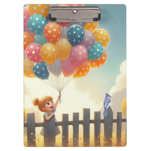 Whimsical/cute balloon girl art clipboard