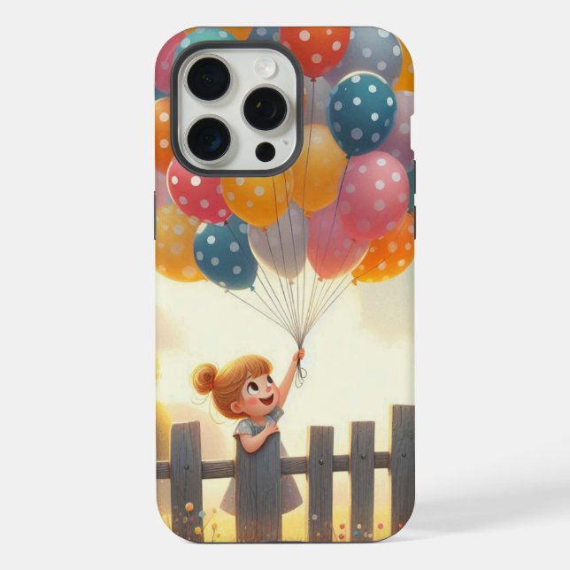 Whimsical/cute balloon girl art iPhone case (Back)
