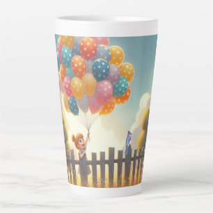 Whimsical/cute balloon girl art latte mug