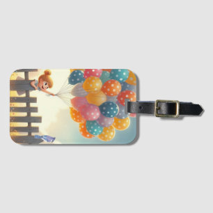Whimsical/cute balloon girl art luggage tag