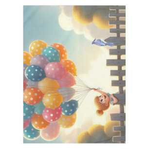Whimsical/cute balloon girl art tablecloth