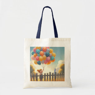 Whimsical/cute balloon girl art tote bag