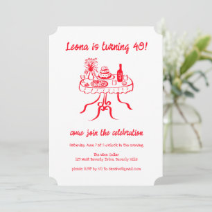 Whimsical Cute Buffet Picnic Custom Birthday Party Invitation