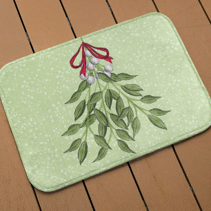 Whimsical Cute Christmas Berries Bath Mat