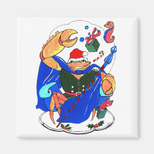 Whimsical Cute Christmas King Crab Santa designed Magnet