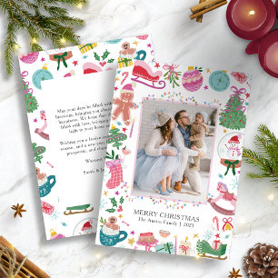 Whimsical Cute Colorful Christmas Holiday Card