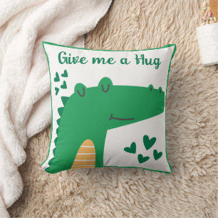 Whimsical cute crocodile head personalised quote cushion
