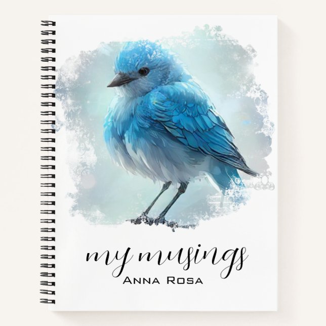 *~* Whimsical Cute Detailed Blue Bird AP54  Art Notebook (Front)