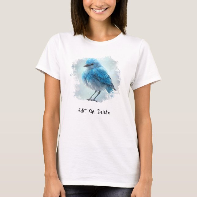 *~* Whimsical Cute Detailed Blue Bird AP54  Art T-Shirt (Front)
