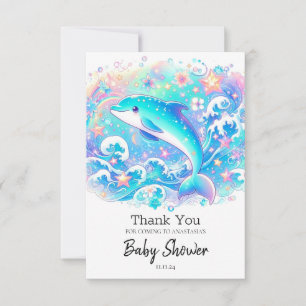 Whimsical Cute Dolphin Baby Shower Thank You Card