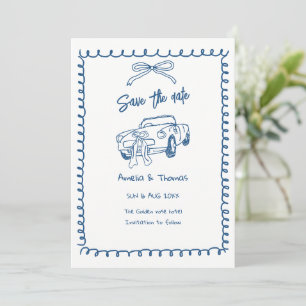 whimsical cute doodle save the date invitations