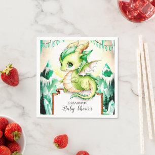 Whimsical Cute Dragon Baby Shower Paper Napkin